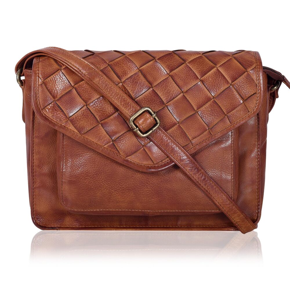4485 Leather Flapover Crossbody Handbag Purse with Adjustable Strap &